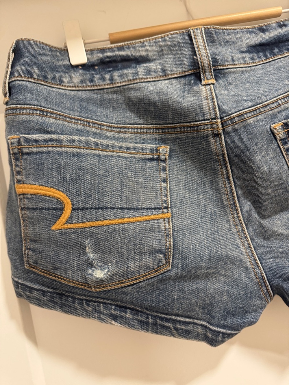 American Eagle Outfitters Faded Blue Denim Cutoff Shorts - Picture 7 of 8